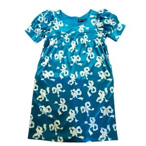 Vtg 90's Y2K Betsey Johnson Blue Babydoll Dress sz 6 White Ribbons  Puff Sleeve